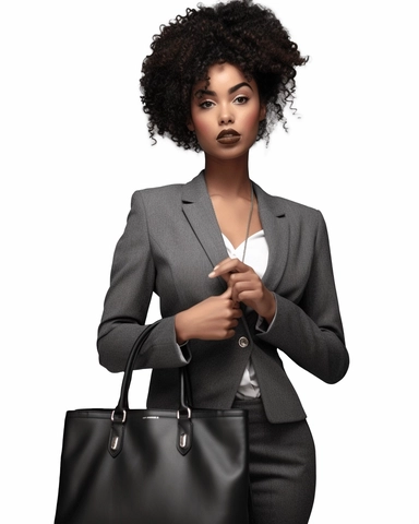 Beautiful executive, business woman png file, sublimation, conservative fashion Nova Model Black Woman Clipart, Large Handbag, African American Female,