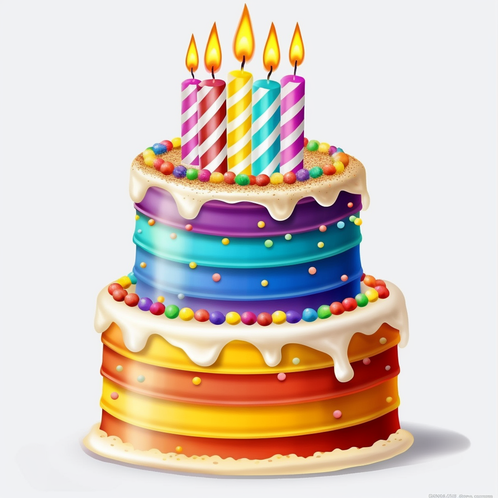 LAYERED birthday cake with fourth birthday candle clipart white ...