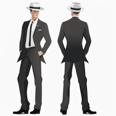 Fashion doll men wearing suit and hat, full body, realistic face, gentlemen style, clipart bundle, vector logo, vector art, white background, simple, cartoon, 2d