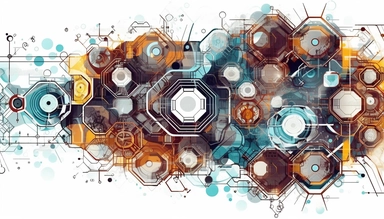 technological background with colorful hexagons and lines, in the style of white background, shaped canvas, light azure and dark amber, light gray and magenta, cybersteampunk Geometric vector shape graded blend filled, in the style of adonna khare, swirling psychedelic flourishes in electric circuit pattern white background, clipart