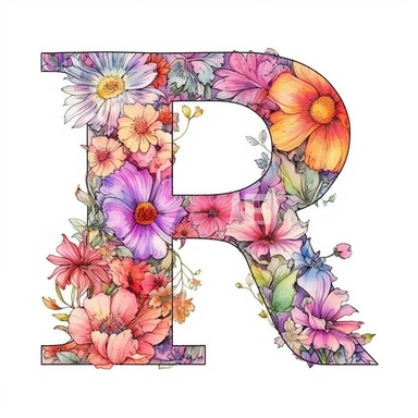 Beautiful - P - Pastel Vintage Flower Alphabet  P  Watercolor and ink Clipart, Cartoon, anime, hyper-realistic, high contrast, intricate detail, illustration style, high solution on the white background, P,