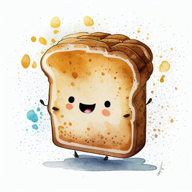 a cute cartoon toast bread. Watercolor painting style. Illustration clipart
