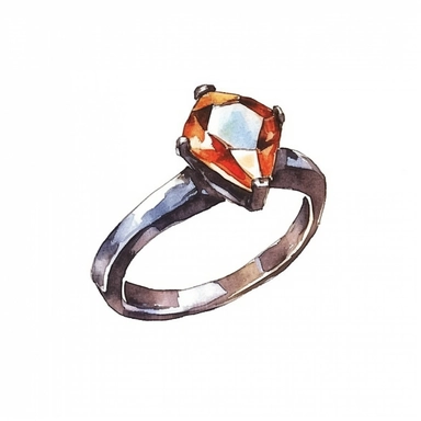 Diamond ring, 90s Retro dirty style Sublimation Clipart, watercolor, isolated on white background
