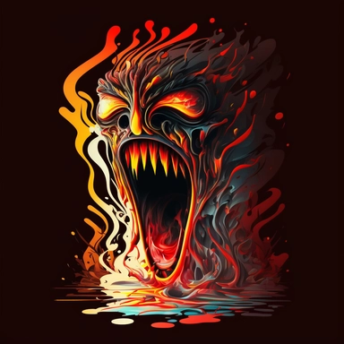Spicy red, yellow chili Pepper with eyes in the back breathing red fire. Vector clip art illustration with simple gradients. Pepper and fire on separate layers black, red background