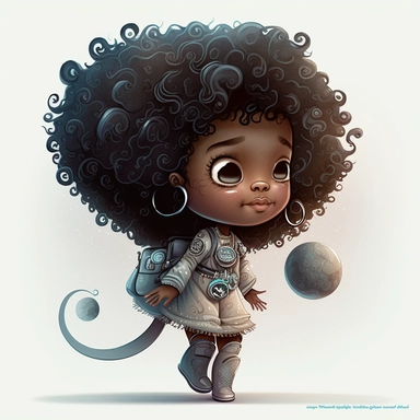 Happy Black Girl Astronant on the moon ,Cheer full , Curly hair, Black Girl clipart, Funny African American Girl , Humorous , funny , smiling in outter space in alien spacecraft , moon child png, Highly detailed close-up portrait , African american Astronaut Girl , Black Girl on the moon , , standing on the moon , Nicoletta Ceccoli, Mark Ryden, lostfish, Earl Nor, global lighting, divine rays, detailed and intricate surroundings, sf, intricate artwork masterpiece, ominous, matte painting movie p
