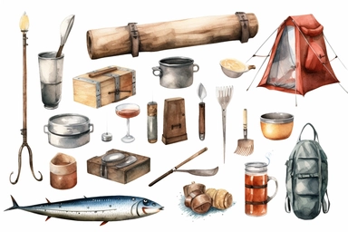 Watercolor Fishing Clipart, Fishing Graphics, Fishing Illustration Fisherman Clipart Camping Clipart Father's Day Clipart Fishing Supplies, white backgrounds, clear image , high resolution ,