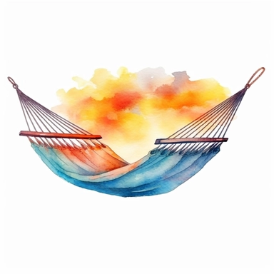 watercolor colorful clipart of a relaxing hammock, hd, on white background