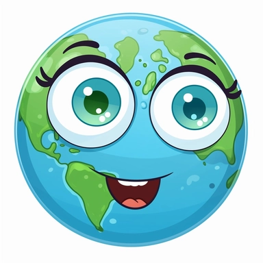 clipart of a cartoon planet earth with cute eyes
