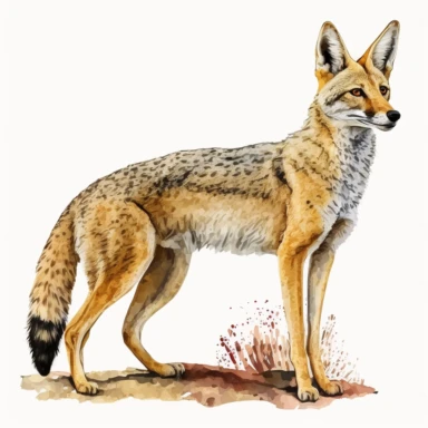 watercolor jackal, white background, clipart