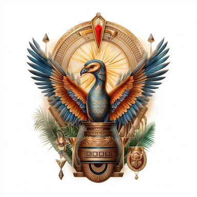 symbol emblem vintage poster, isolated light clipart on a white background, Intricately rendered ,perfect beautiful Egyptian, surrounded by fantasy nature, 8k, colorful and generously detailed, hyper realistic, digital painting