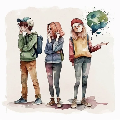 people shrugging and saying they dont know, watercolor, cartoon illustration, cartoon, cute, earth color palette, clipart, hyperrealistic