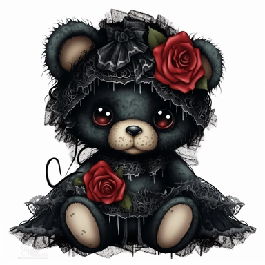 cute gothic teddy bear clip art