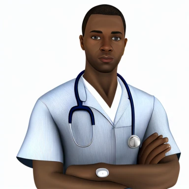 clipart black male nurse. white background
