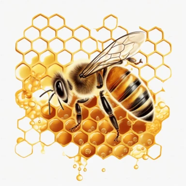 honeybee clipart and honeycomb, white background