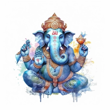 realistic watercolor ganesh clipart illustration