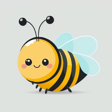 minimalist clipart of a cute bee by Disney, clean edges, vivid colour, white background