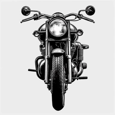 Motorcycles car clip art, logo, black and white, very simple, clip art, front of motorcycle -