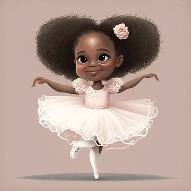 Happy Black Girl ballet dancer ,Cheerfull black girl clipart, Funny black girl , Humorous african american girl child png, Sweet clipart, A smiling Face ,Full body with legs , white lace dress , ribbions in hair , ballet daner pink tutu , on pointe , Highly detailed close-up portrait , standing , Nicoletta Ceccoli, Mark Ryden, lostfish, Earl Nor, global lighting, divine rays, detailed and intricate surroundings, sf, intricate artwork masterpiece, ominous, matte painting movie poster, blue ratio,