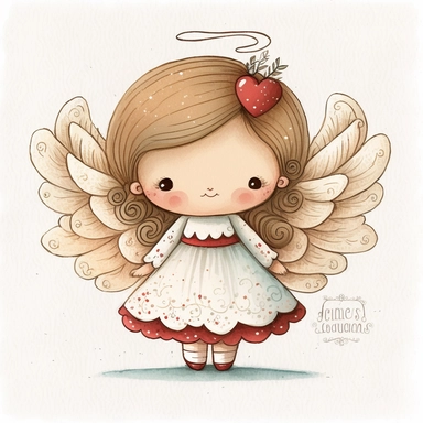 A watercolor painting of cute christmas Angel, christmas , christmas Angel, cute detailed digital art, inspired by nicoletta ceccoli, by Kubisi art, whimsical and cute, by nicoletta ceccoli, cute detailed artwork, glimmering, adorable and whimsical, whimsical art, Clipart style, png style, svg style, blank white background, a solid white background