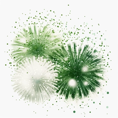 14 august celebration Clipart, green and white fireworks ,white background, no text, no caption