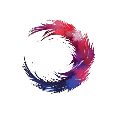 2d flat svg clipart logo broken circle brush stroke feathered stroke faded red blue purple on white background