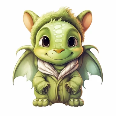 cute funny avocado green dragon, winter, jacket, gift, cute nursery painting, style by Lucy Fleming, watercolor, smooth gradients, black contour outline, ultra detailed, clipart elements, delicate pastel colors, solid white background, super clear, high quality