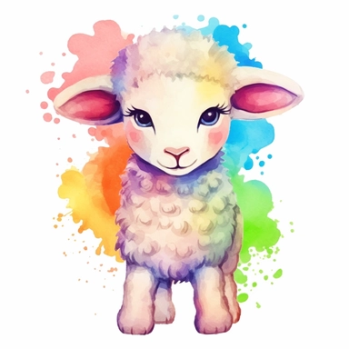 Clipart baby sheep, colorful