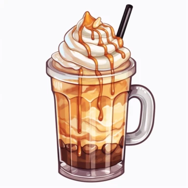 clipart of coffee cup. TRANSPARENT PLASTIC coffee cup with ice mocha latte in it. whipcream on top , straw , 2D VECTOR ART ,high detial, 8k