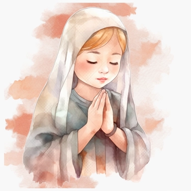 Watercolor Prayer Prayer Hand png Full body realistic cartoon 32k UHD cute. 15 cm thick outline. Black color. There was no shadow on the ground. with realistic watercolors and detailed illustrations. Cartoon, PNG clipart, transparent white background