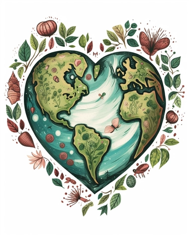Retro Heart Earth day sublimation Clipart, sublimation Earth day in a Heart Shape Clipart, earth day Clipart, sublimation Clipart, white background 8k
