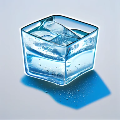 a clip art ice cube halved on a white background