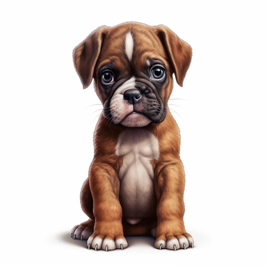 Boxer puppy, Clipart, Digital art, disney style, hyperdetailed, 1080p, Ultra-HD white background