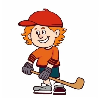 clipart of hockey player, white background, characiture