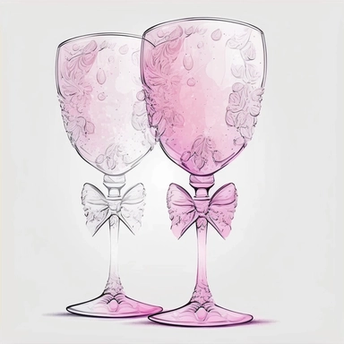 Pink Goblets, wedding Pink Goblets, extremely detailed, illustration clipart, white background