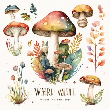 watercolor wild mushroom clipart