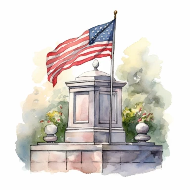 memorial day flag, clipart, watercolor, one image per illustration