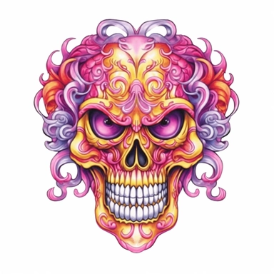 watercolor sultan aliyah tattoo pineapple flower, in the style of colorful cartoon, skull motifs, joe jusko, light orange and magenta, ritualistic masks, organic material, manapunk Clipart desert cartoon t-shirt graphic, vector,contour, isolated on a white background