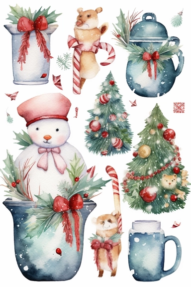 water color clipart christmas bundle