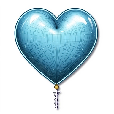 one heart light blue shape ballon has sparkles inside handrawn same size lines clipart