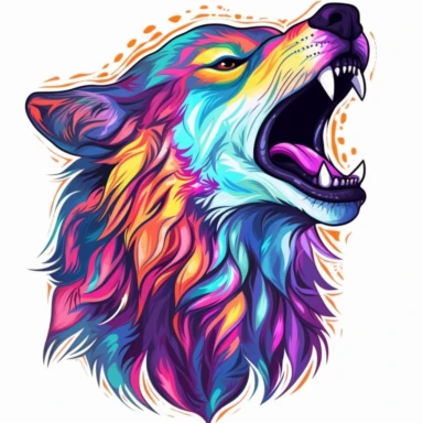 vivid Howling Wolf clipart 8k