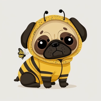 logo, children's clothing, 70's clipart, fictional, halloween bee costume, cute pug, baby