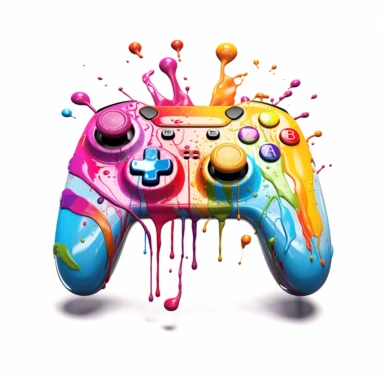 melting gamepad clipart color splash,vibrant color,white background