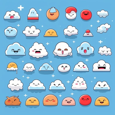 clouds emoticon clipart minimalistic digital style - Variations by <@796481127858438174> (fast)