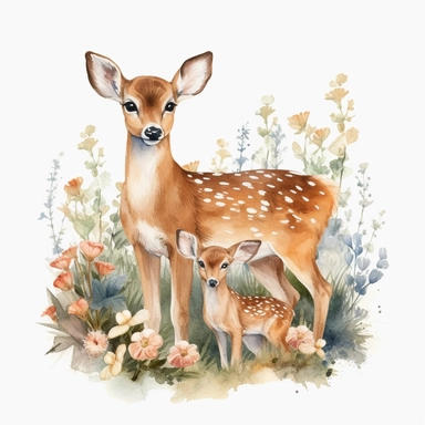 Woodland bambi Clipart Watercolor