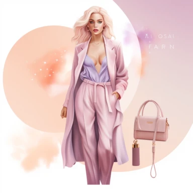 boss lady clipart fashion illustration celestial pastel pink purple orange gradient glam outfit full body