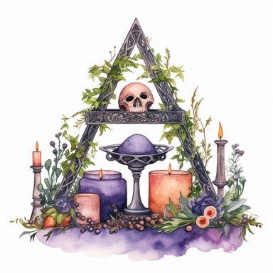 watercolour celtic witch altar clipart no text