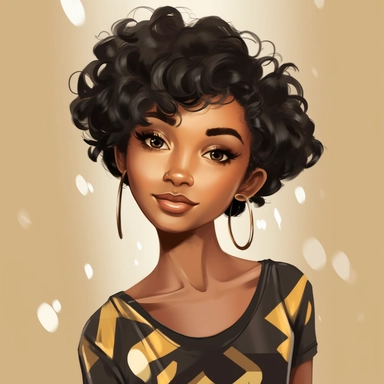 Black Woman Clipart, Pixie haircut girl PNG, Black Girl, Short Pixie hairstyle Black Woman, African American Girl Hand Drawn Art Style PNG, Printable Art Background, 3D Style