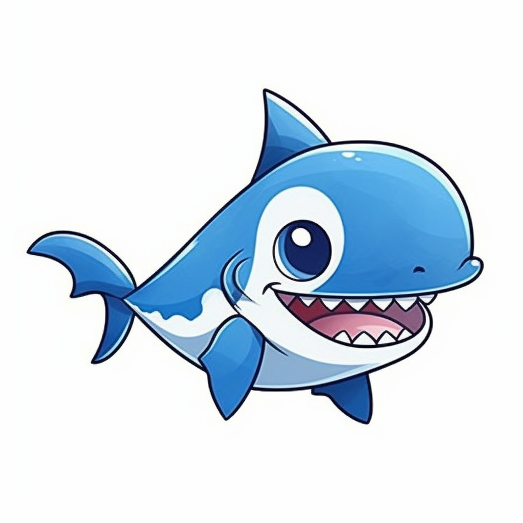 Realistic Baby Cute Shark Clipart, Simple, Blue, White, Isolated On 