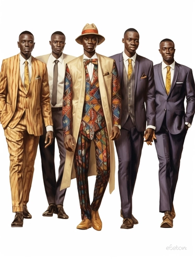 full body watercolor African groom with groomsmen clipart, hd