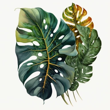 watercolour beautiful Lauren philodendron tropical leaf with beautiful beautifully detailed realistic philodendron palm tropical leaf png image,high resolution,300dpi,graphic clipart,computer graphics